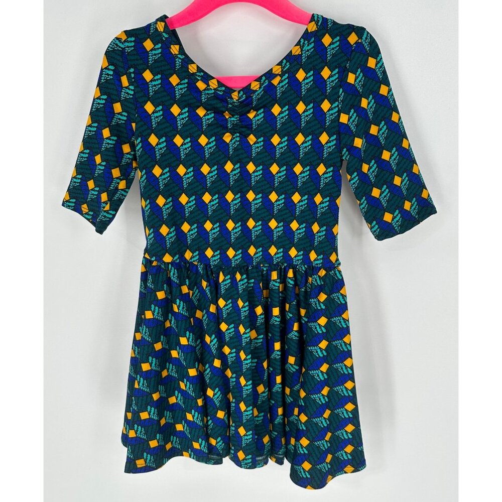 Dotdotsmile Girls Dress Size 2T Blue and Gold Geo Print New with Tags